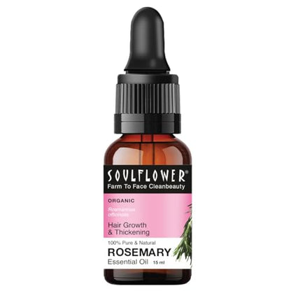 Rosemary Essential Oil for Hair Growth & Fall Control - Organic, Clinically Tested, 15ml