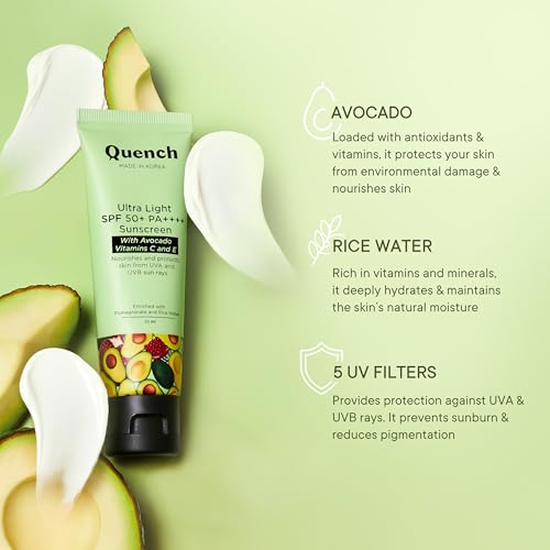 Quench Vitamin E SPF 50+ Sunscreen - Lightweight, Non-Greasy, No White Cast