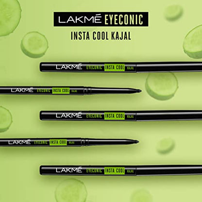 Lakmé Eyeconic Insta Cool Kajal: Waterproof, Smudge-Proof Kajal with Cucumber Extract