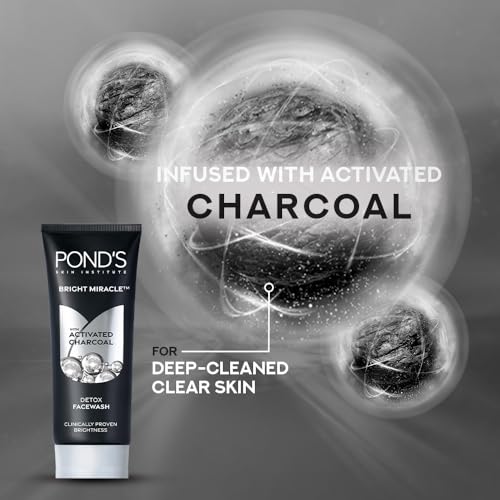 POND'S Bright Miracle Detox Face Wash: 10X Activated Charcoal for Deep Clean, Glowing Skin