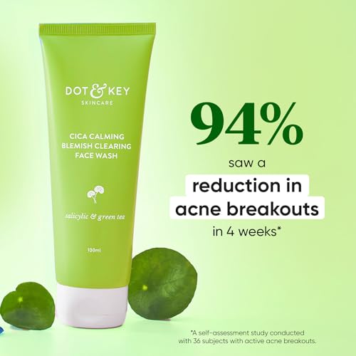 Dot & Key CICA Face Wash: 2% Salicylic Acid, Green Tea | Acne, Oil, Sensitive Skin