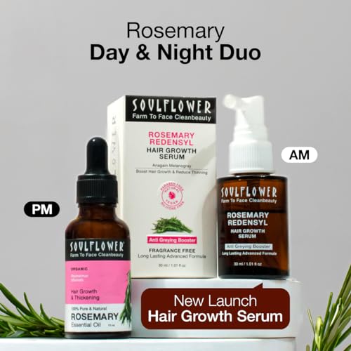 Rosemary Essential Oil for Hair Growth & Fall Control - Organic, Clinically Tested, 15ml