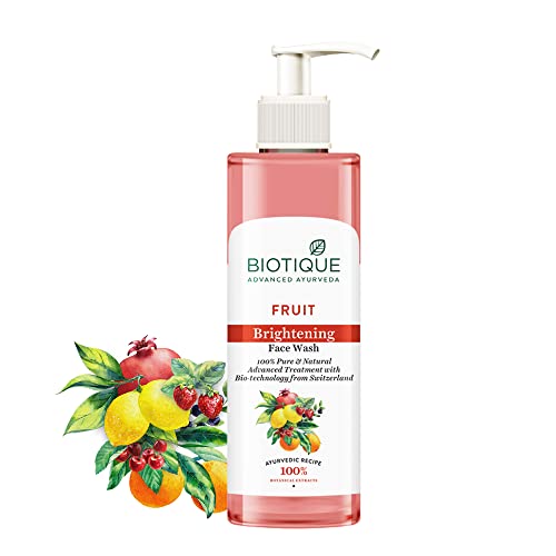 Biotique Fruit Brightening Face Wash 200mL | Ayurvedic, Organic, Swiss Technology | 100% Botanical Extracts | All Skin Types