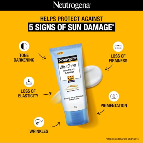 Neutrogena Ultra Sheer SPF 50+ Sunscreen: Broad Spectrum UVA/UVB, Blue Light Protection, Oil-Free, Water-Resistant