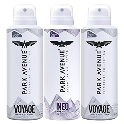 Park Avenue Men Voyage & Neo Signature Deodorant Sprays (3 Pack) - Fresh, Long-Lasting Fragrance, 150ml Each