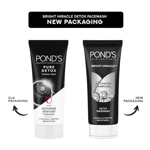 POND'S Bright Miracle Detox Face Wash: 10X Activated Charcoal for Deep Clean, Glowing Skin