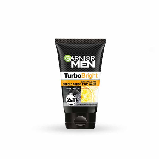 Garnier Men Turbo Bright Charcoal & Vitamin C Face Wash - Deep Clean, Anti-Pollution, All Skin Types