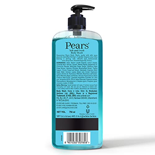 Pears SuperSaver XL Shower Gel: 98% Glycerine, Soap-Free, Paraben-Free, 750ml