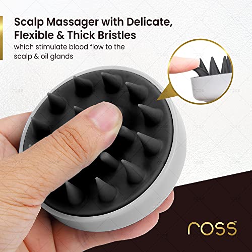 Ross Round Hair Scalp Massager: Soft Bristles, Exfoliating, Anti-Dandruff