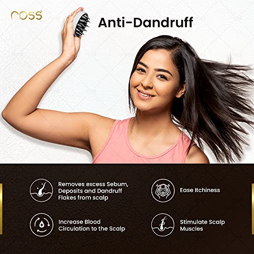 Ross Round Hair Scalp Massager: Soft Bristles, Exfoliating, Anti-Dandruff