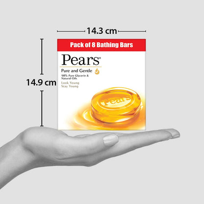 Pears Pure & Gentle Soap Bars (8-Pack) - Glycerin, Paraben-Free, Soft Skin