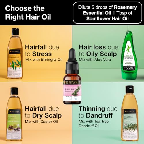 Rosemary Essential Oil for Hair Growth & Fall Control - Organic, Clinically Tested, 15ml