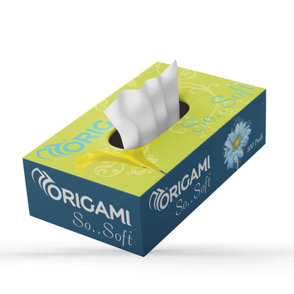 Origami 2 Ply Facial Tissue Box - 4 Pack (400 Sheets/Box, 800 Total)