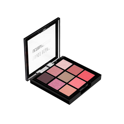 Swiss Beauty Ultimate 9 Pigmented Colors Eyeshadow Palette Long Wearing And Easily Blendable Eye Makeup Palette Matte, Shimmery And Metallic Finish - Multicolor-02, 6G