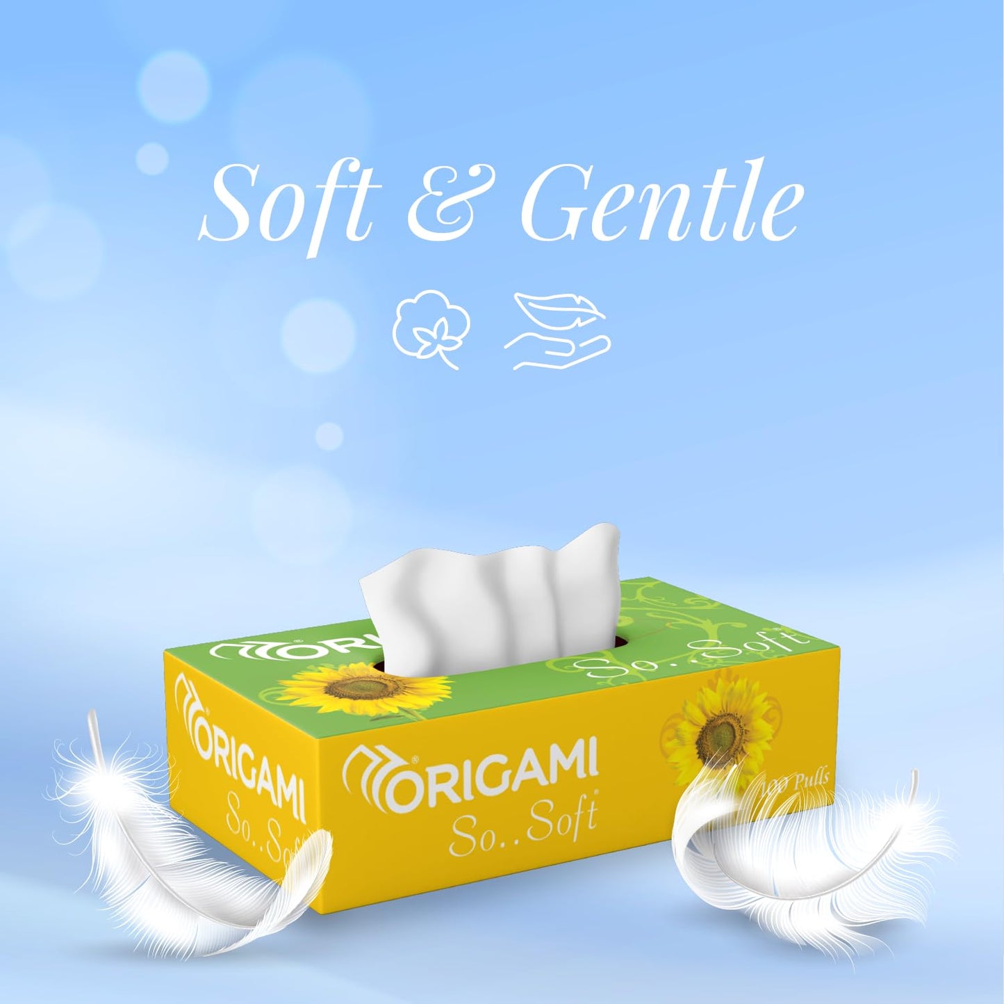 Origami 2 Ply Facial Tissue Box - 4 Pack (400 Sheets/Box, 800 Total)