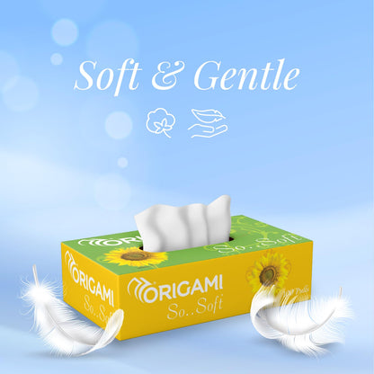 Origami 2 Ply Facial Tissue Box - 4 Pack (400 Sheets/Box, 800 Total)