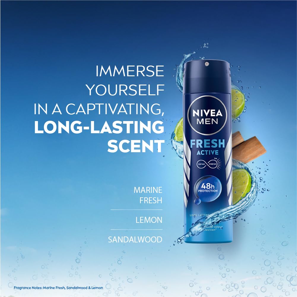 NIVEA MEN Fresh Active Original 48 Hours Deodorant, 150 ml