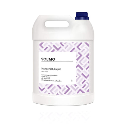 Amazon Brand - Solimo Handwash Liquid Refill Can, Lavender - 5 Litre | Antibacterial germ-protect | Advanced Disinfection Formula| pH Balanced