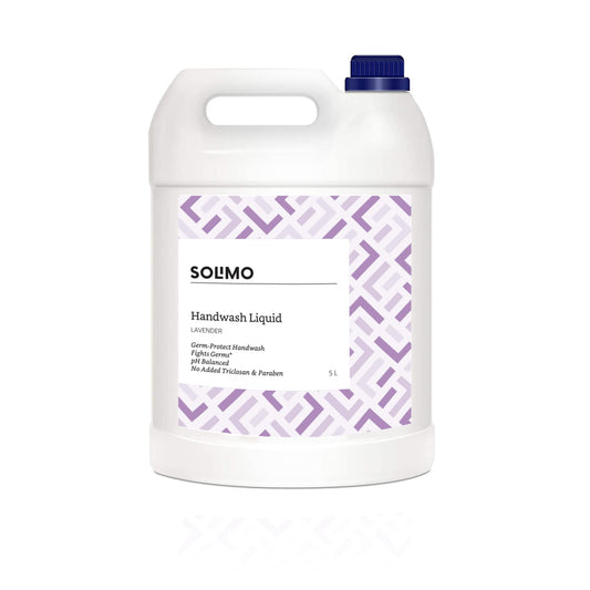 Amazon Brand - Solimo Handwash Liquid Refill Can, Lavender - 5 Litre | Antibacterial germ-protect | Advanced Disinfection Formula| pH Balanced