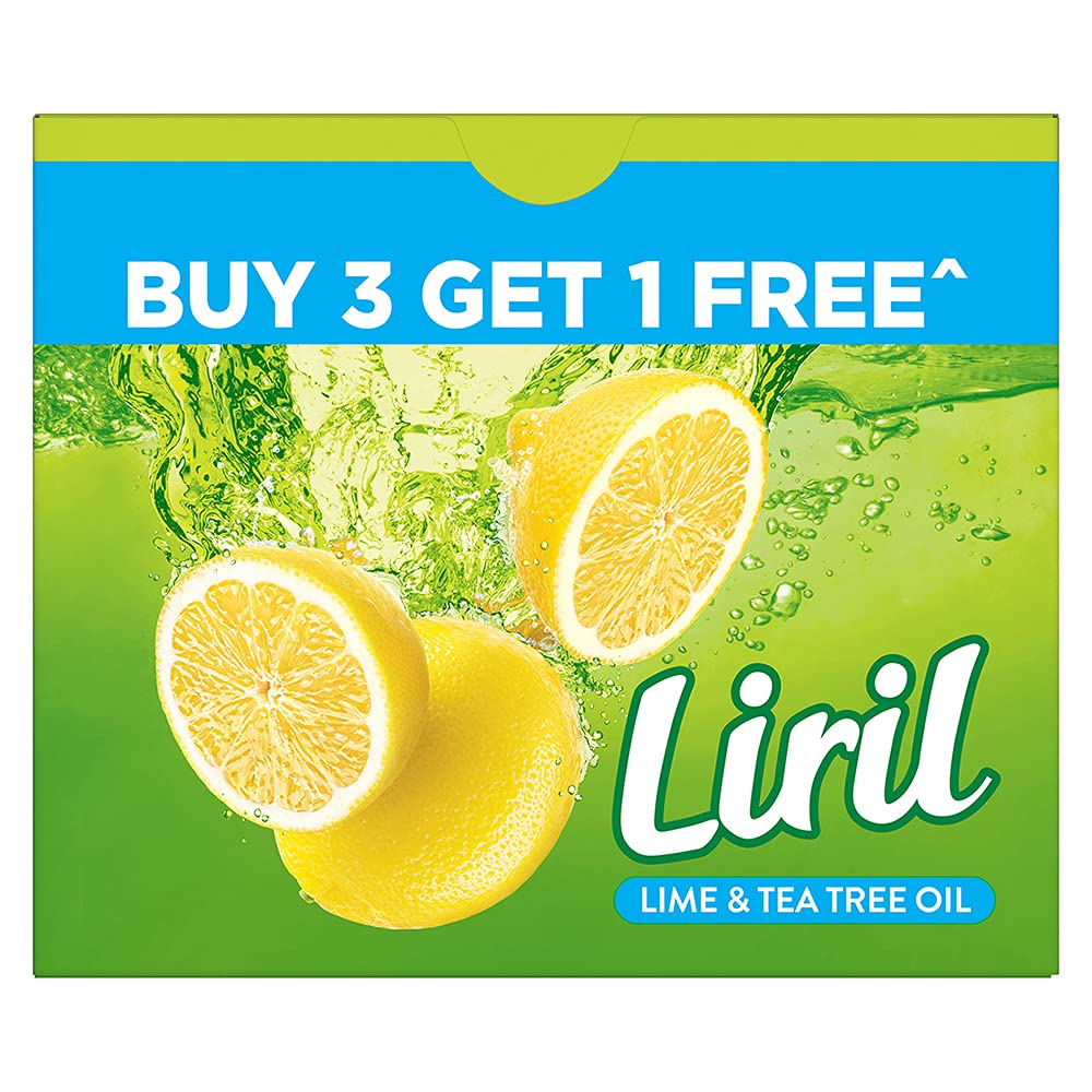 Liril Lime & Tea Tree Oil Refreshing Soap - Paraben & Sulfate-Free, 125g (3+1)