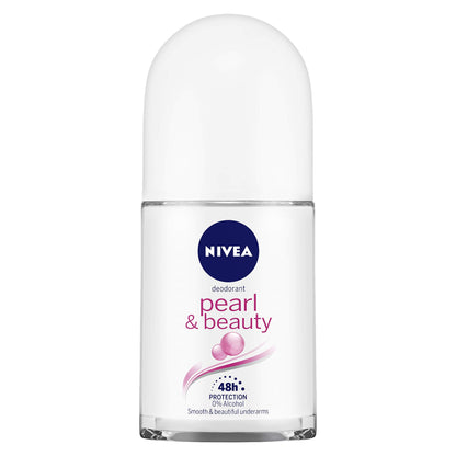 NIVEA Pearl & Beauty Deo Roll-On: 48H Antiperspirant, Pearl Extracts, Avocado Oil, 0% Alcohol