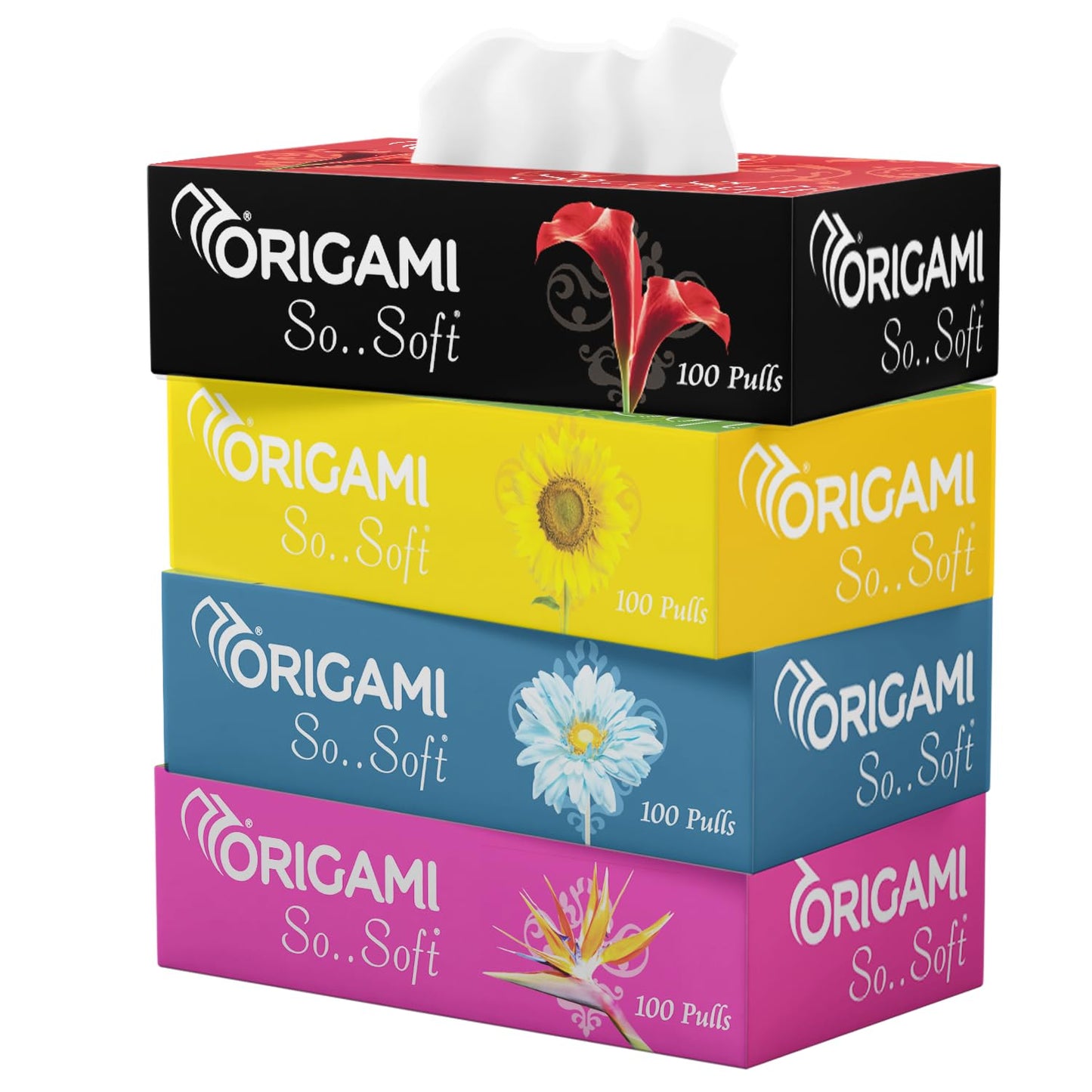 Origami 2 Ply Facial Tissue Box - 4 Pack (400 Sheets/Box, 800 Total)