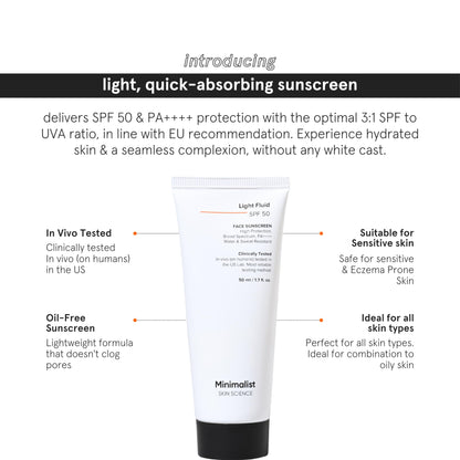 Minimalist SPF 50 Broad Spectrum Sunscreen - Lightweight, No White Cast