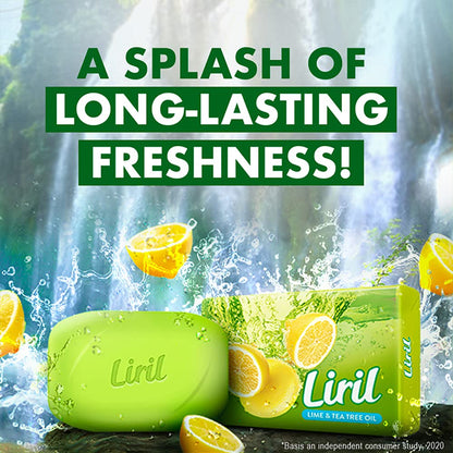 Liril Lime & Tea Tree Oil Refreshing Soap - Paraben & Sulfate-Free, 125g (3+1)