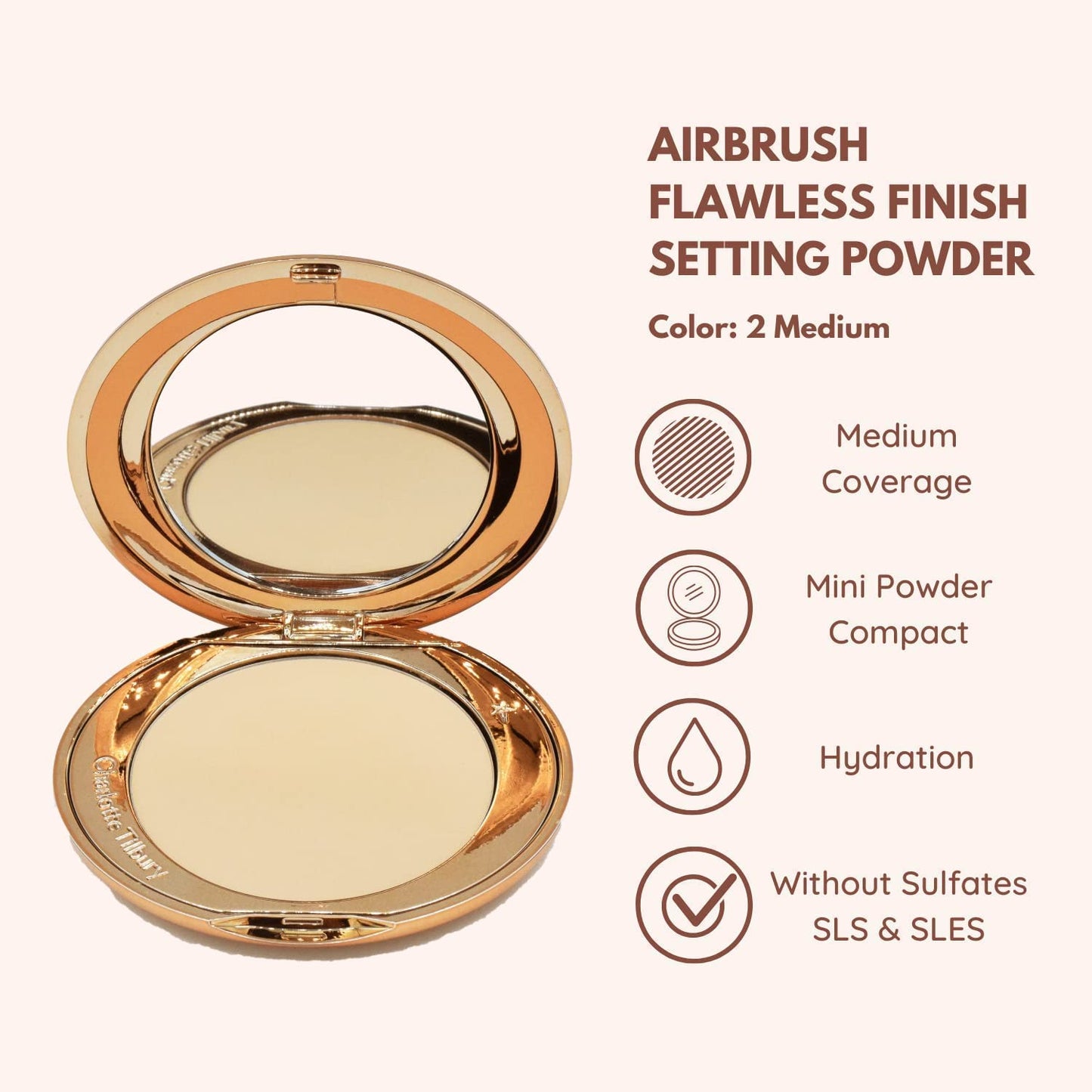 Charlotte Tilbury Airbrush Flawless Finish Micro Powder: Matte Perfection, Medium Shade