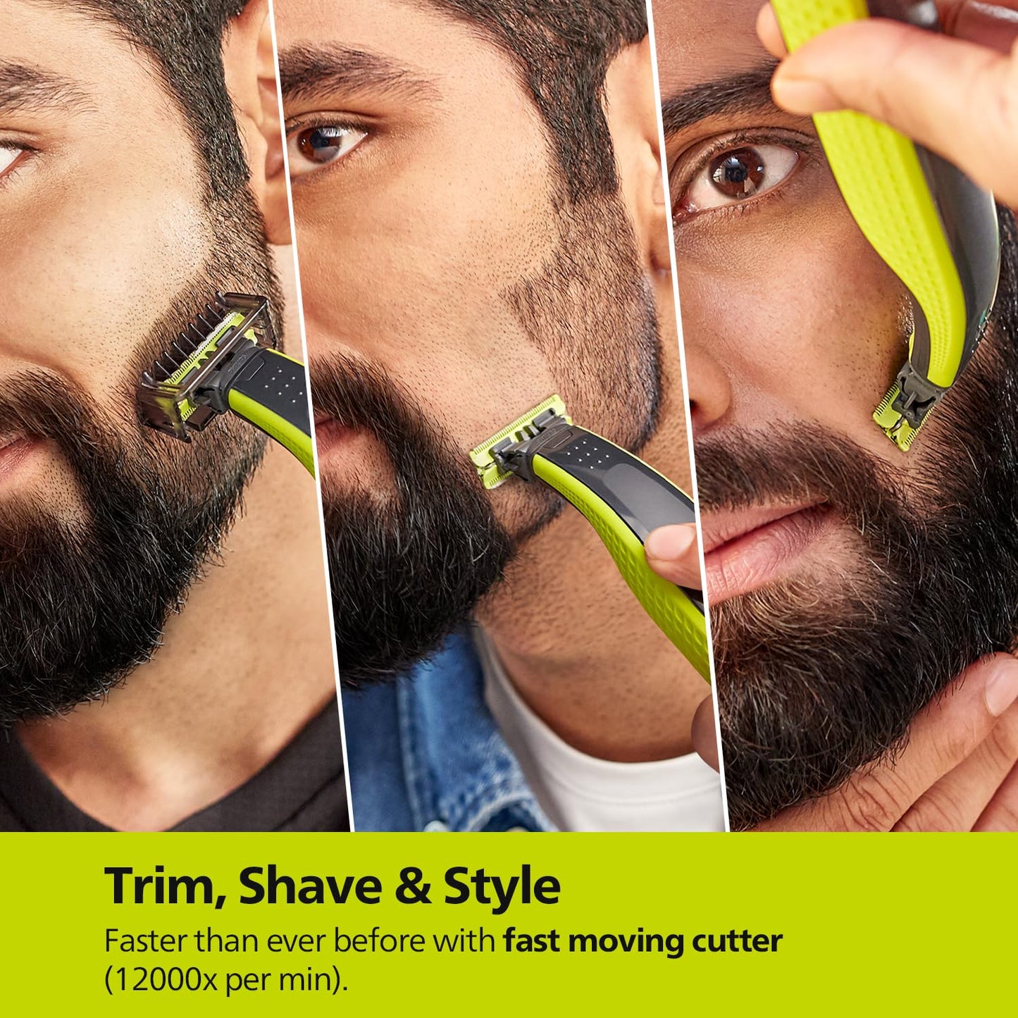 Philips OneBlade Hybrid Trimmer & Shaver - Trim, Edge, Shave with Skin-Friendly Precision | 3 Combs, Long Battery | QP2724/10